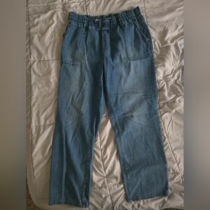 LOFT High Rise Straight-Leg Jeans in Medium Blue